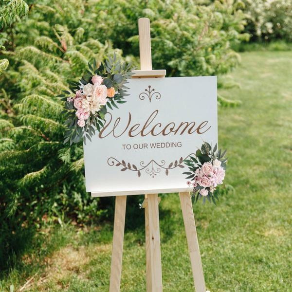 2 個の造花スワッグ結婚式のアーチの花の壁のレセプションセレモニー用ピンクとオレンジ