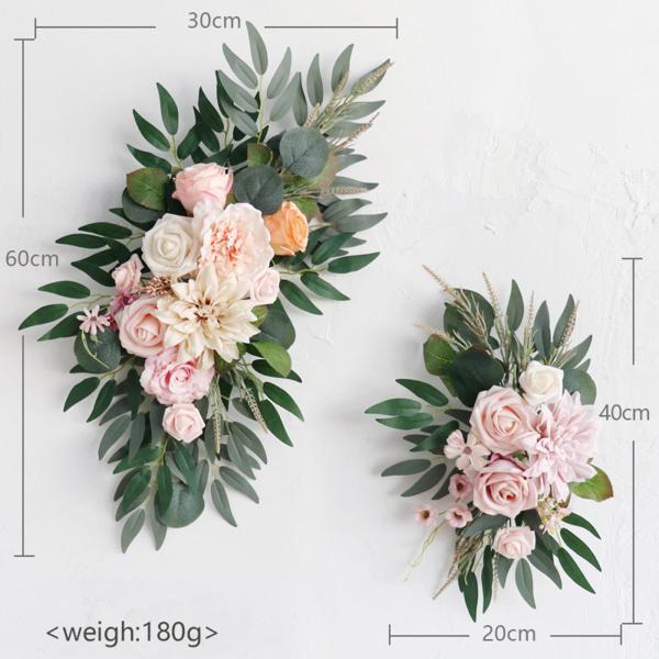 2 個の造花スワッグ結婚式のアーチの花の壁のレセプションセレモニー用ピンクとオレンジ