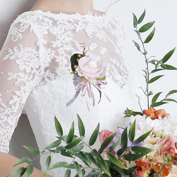 結婚式の花のブートニア ロマンチックなブローチ スーツ ピン 結婚式のイベント パーティー ライト ピンク