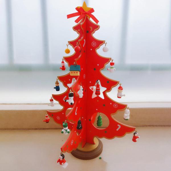 クリスマスツリー デスクデコレーション クリスマスツリーオーナメント 新年パーティー ホリデー用 赤