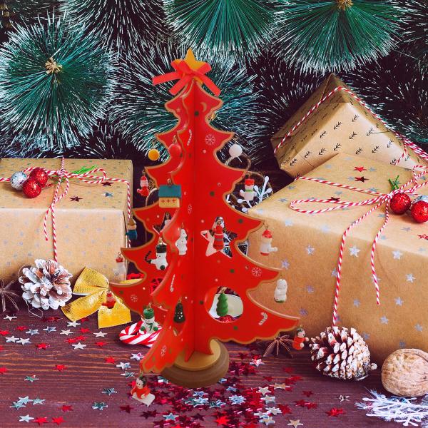 クリスマスツリー デスクデコレーション クリスマスツリーオーナメント 新年パーティー ホリデー用 赤