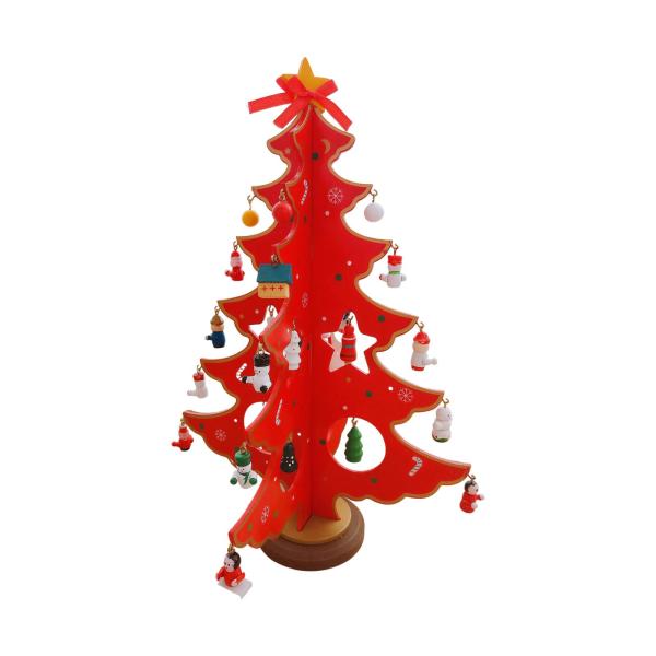 クリスマスツリー デスクデコレーション クリスマスツリーオーナメント 新年パーティー ホリデー用 赤