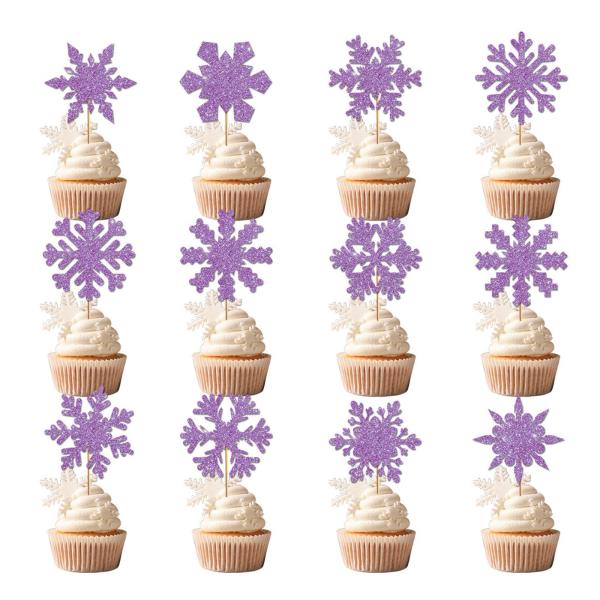 クリスマスカップケーキトッパー48個、ケーキデコレーション、ケーキトッパー、休日、記念日、ベビーシャワー用の冬テーマカップケーキピック。