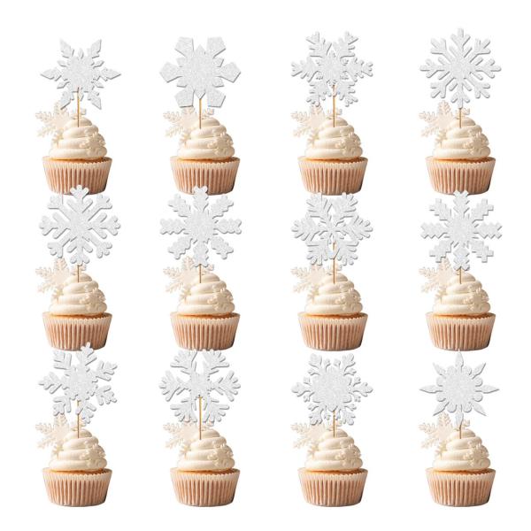 クリスマスカップケーキトッパー48個、ケーキデコレーション、ケーキトッパー、休日、記念日、ベビーシャワー用の冬テーマカップケーキピック。