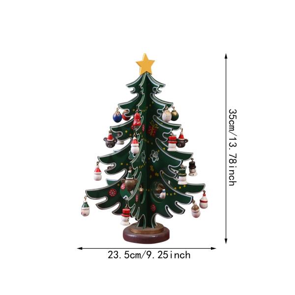クリスマスツリーオーナメント 木製 星付き ミニ パーティー テーブルトップ センターピース グリーン 大