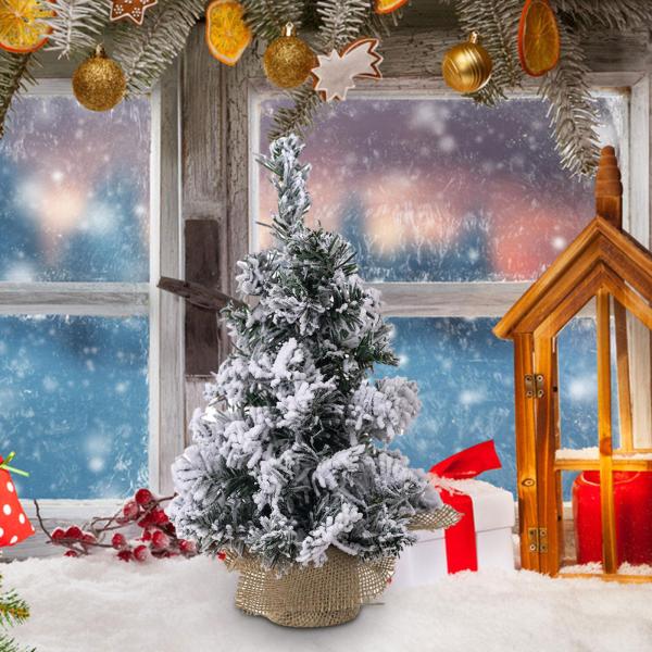 雪が積もったクリスマスツリー 卓上クリスマスツリー フェスティバル 棚 家庭用 30 cm