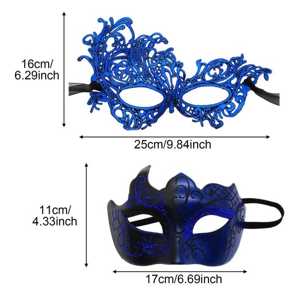 仮面舞踏会マスク カップルセット ヴィンテージスタイル プロムマスク 装飾ハロウィンマスク ブルー
