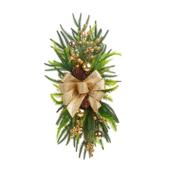 クリスマス人工スワッグ クリスマスガーランド 写真小道具 飾り ドア