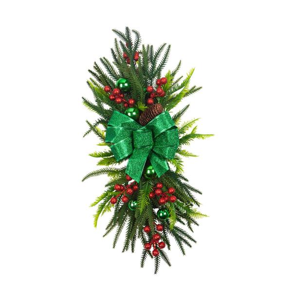 クリスマス人工スワッグ クリスマスガーランド 写真小道具 飾り ドア