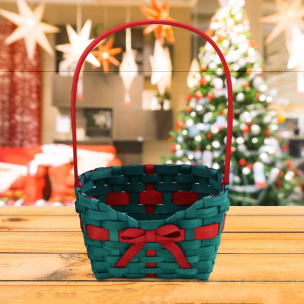 クリスマスギフトバスケット カフェパーティーセレモニー用多目的装飾バスケット グリーン 数量 1