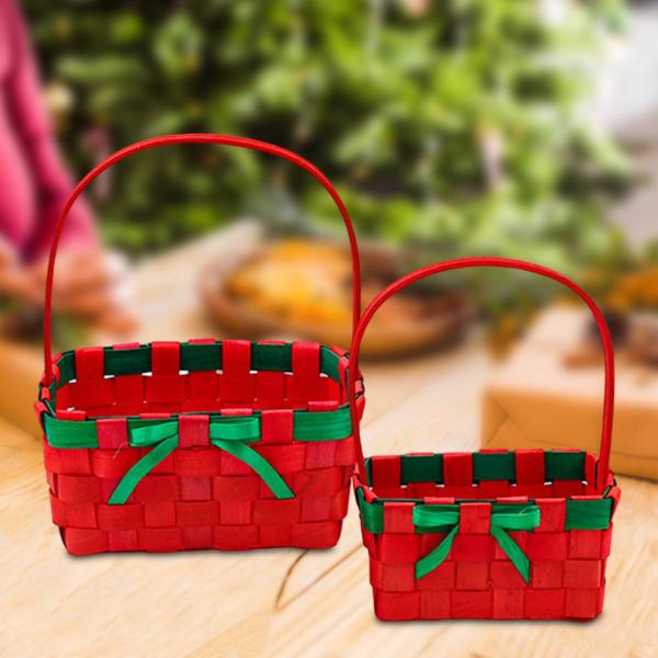 クリスマスギフトバスケット カフェパーティーセレモニー用多目的装飾バスケット 赤 数量 2