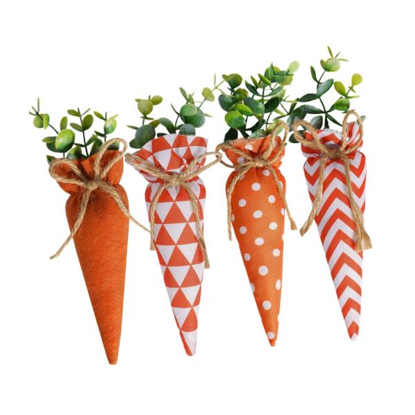 布製イースターニンジン イースターデコレーション 人工ニンジン 野菜 おもちゃ イースターオーナメント ティアードトレイ用 ファームハウス装飾 4個