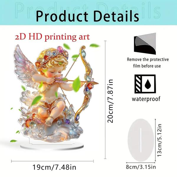 バレンタインデーの卓上飾り軽量グッズ 2D 天使の置物彫刻像ホリデーオフィスキャビネットの装飾用