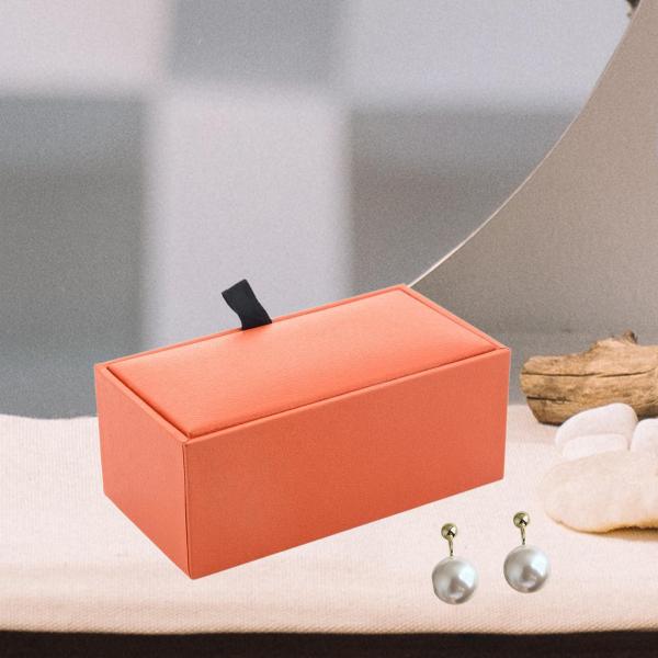 カフスボタンボックスケース ポータブル ダークホルダー カフスボタンギフトボックス 男性用 ビジネスマン オレンジ