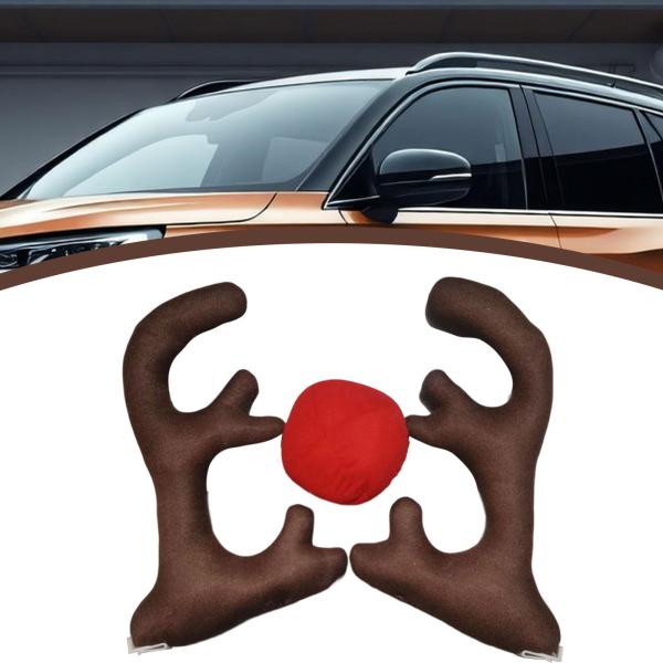 車用トナカイの角の鼻キット、クリスマスデコレーション、ユニバーサル、オーナメント、自動車アクセサリー、SUV、窓、バン、トラック、用クリスマスデコレー