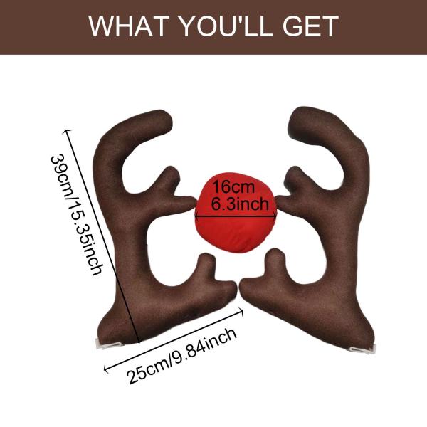 車用トナカイの角の鼻キット、クリスマスデコレーション、ユニバーサル、オーナメント、自動車アクセサリー、SUV、窓、バン、トラック、用クリスマスデコレー