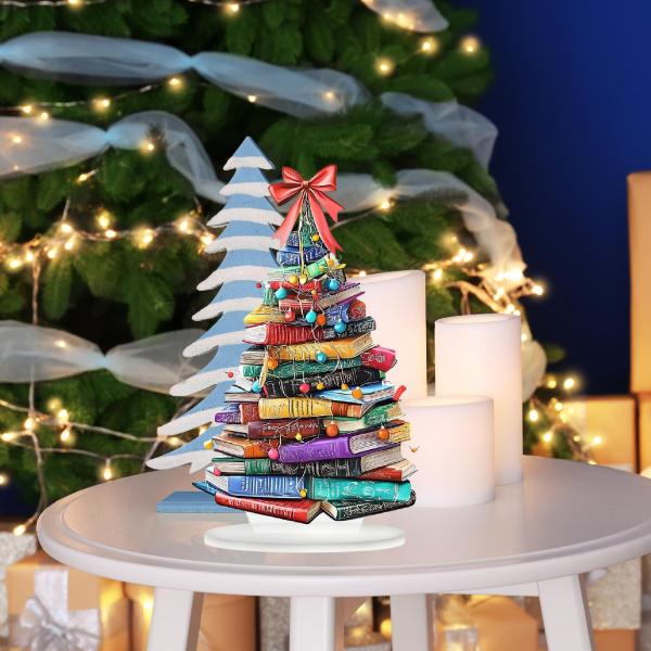 2Dアクリルオーナメント 2Dクリスマスツリーサイン 寝室 リビングルーム 本棚用 蝶結び