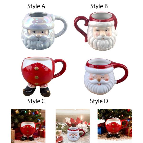 セラミック製クリスマスコーヒーマグ 軽量ティーカップ 新築祝い ホームパーティー スタイルA