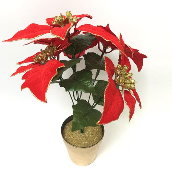 人工ポインセチア植物 人工クリスマスフラワー フラワーアレンジメント 鉢植えの赤いポインセチア 室内デスク リビングルーム用
