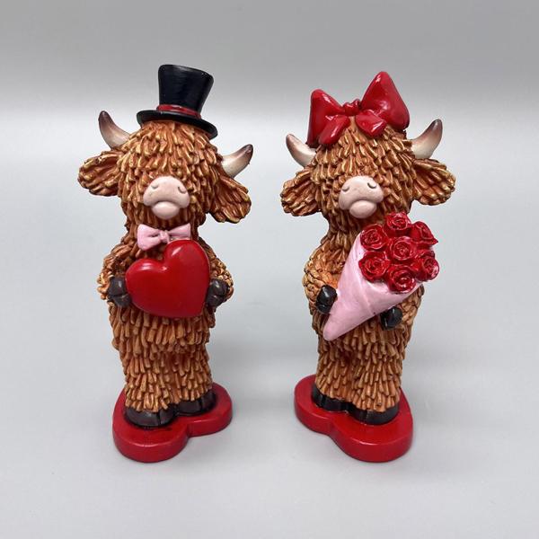 ハイランド牛の樹脂製置物 工芸品 動物彫刻 マントルピース キッチン オフィス 女性用