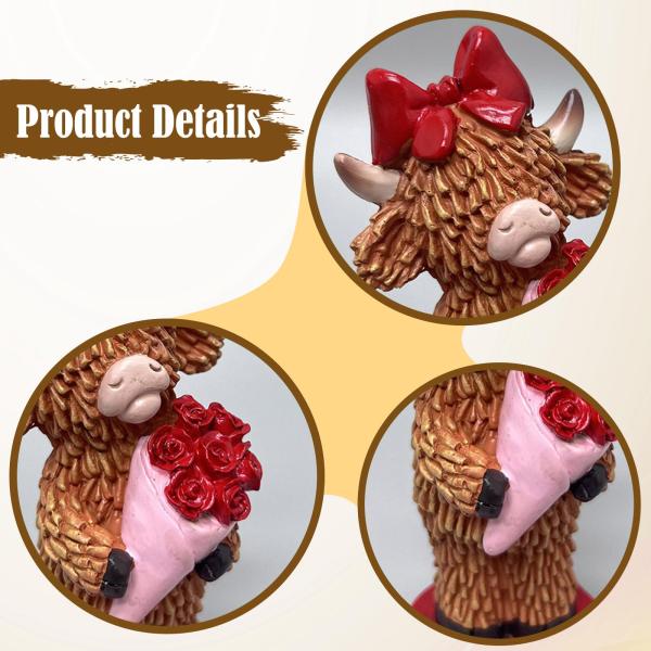 ハイランド牛の樹脂製置物 工芸品 動物彫刻 マントルピース キッチン オフィス 女性用