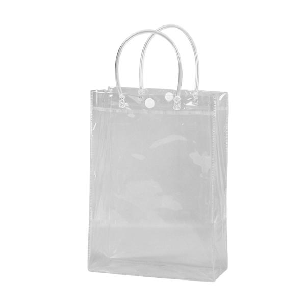 持ち手付き透明ギフトバッグ25枚入り PVCトートバッグ 夏休み・バレンタインデー用 15x20cm