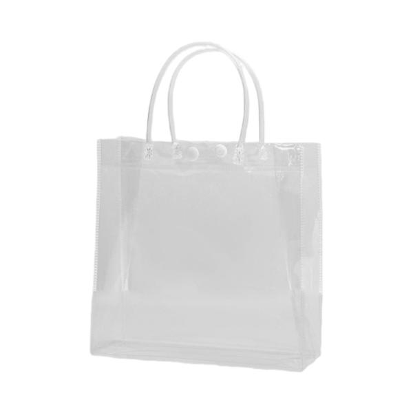 持ち手付き透明ギフトバッグ25枚入り PVCトートバッグ 夏休み・バレンタインデー用 20x20cm