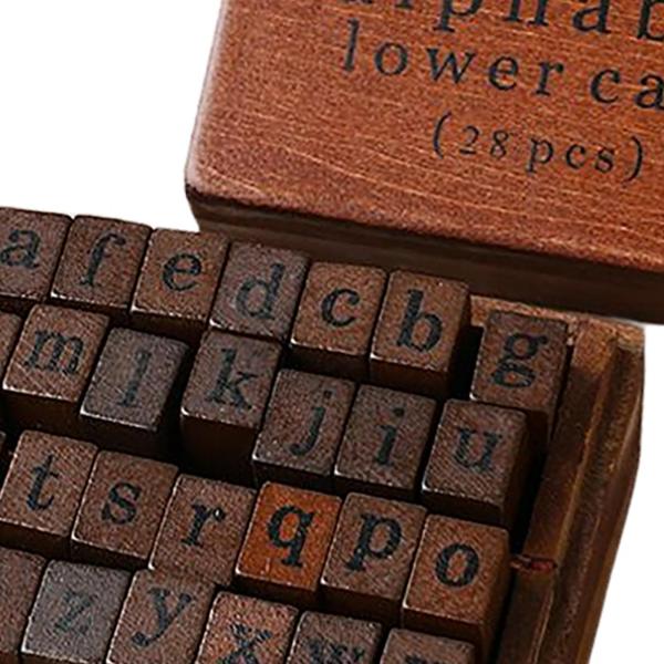 クラフト小文字を作るDIYカード用の28ピースの木製ラバースタンプセット