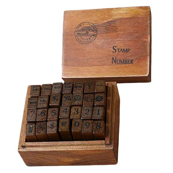 クラフトデジタル天気を作るDIYカードのための28個の木製ゴム印セット