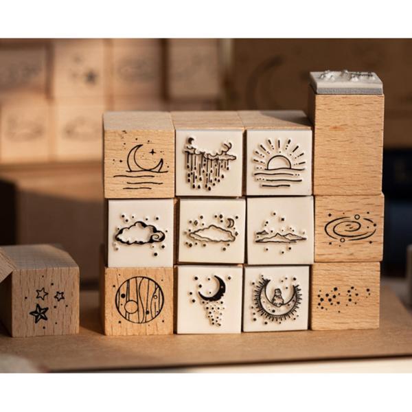 16x木製ラバースタンプセットスクラップブッキングDIYステーショナリーシール塗装日記