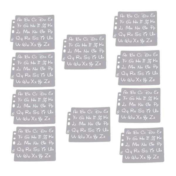 DIYアートクラフト用の10個のアルファベットステンシルレターペインティングテンプレート