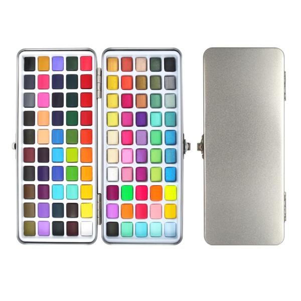 ポータブル水彩ペイントパレットキット＆収納ケース100色錫