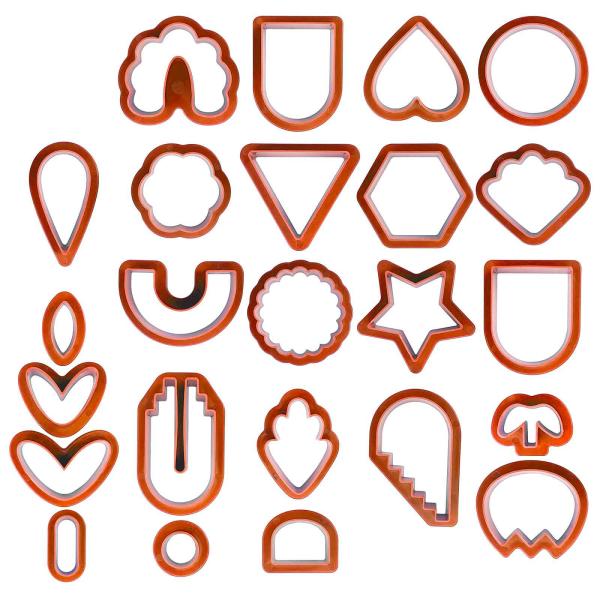 24個のプラスチックポリマークレイカッターセットポリマークレイジュエリーシェイプキッズレッド