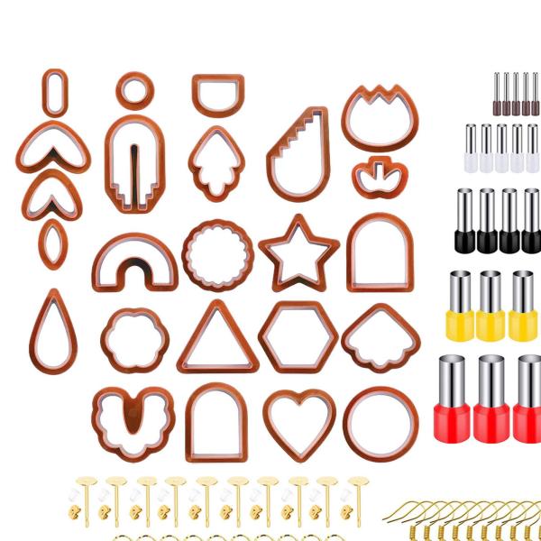 114ピースジュエリー手作り10イヤスタッドDIYイヤリングセラミッククラフトレッド