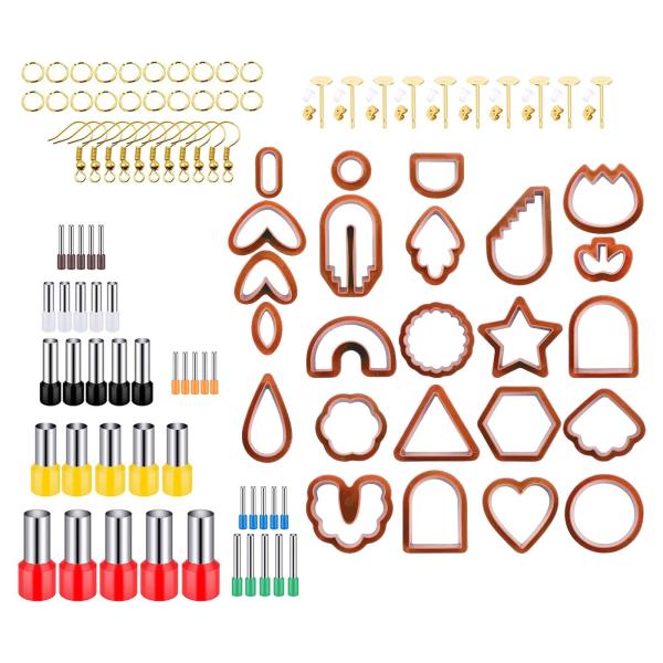 114ピースジュエリー手作り10イヤスタッドDIYイヤリングセラミッククラフトレッド