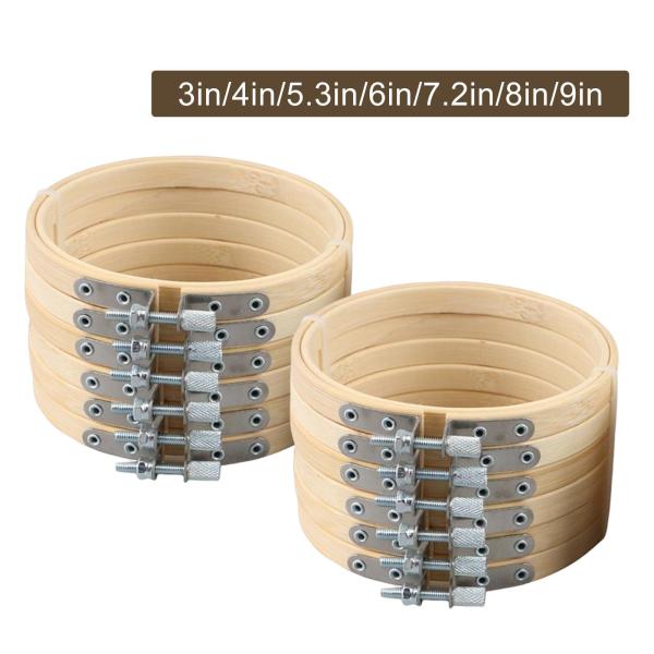 12x 竹刺繍フープセット リング 調節可能 便利な縫製 DIY クラフトオーナメント