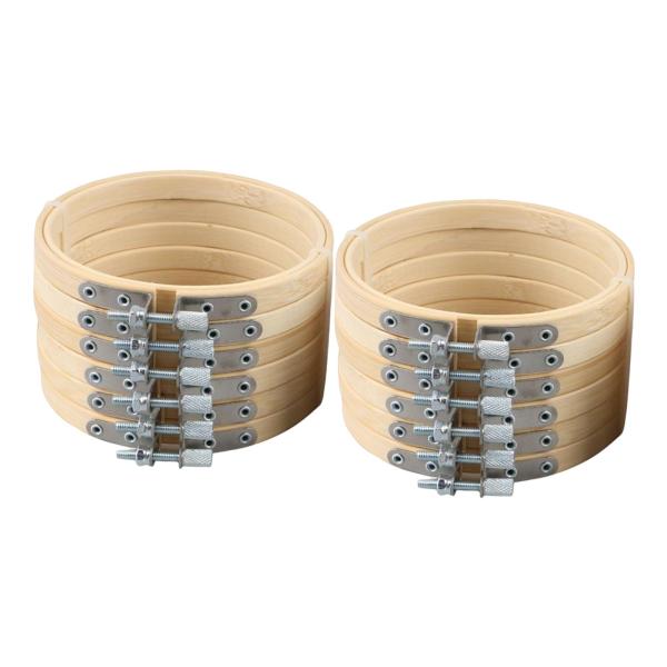 12ピース 竹刺繍フープ バルク刺繍リング サークル フレーム付き アートクラフト ハンディソーイング クロスステッチ用品 ツール用 , 7