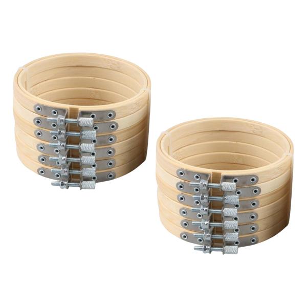 12ピース 竹刺繍フープ バルク刺繍リング サークル フレーム付き アートクラフト ハンディソーイング クロスステッチ用品 ツール用 , 8