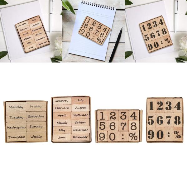 木製スタンプセット DIY スクラップブック プランナー ジャーナル 装飾 キッズ ペインティング ウィーク