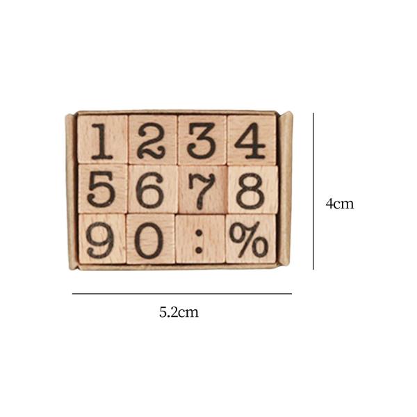 木製スタンプセット DIY スクラップブック プランナー ジャーナル 装飾 子供 絵画番号