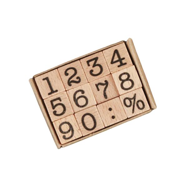 木製スタンプセット DIY スクラップブック プランナー ジャーナル 装飾 子供 絵画番号