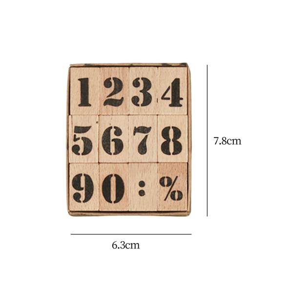 木製スタンプセット DIY スクラップブック プランナー ジャーナル 装飾 キッズ ペインティング 太字 数字