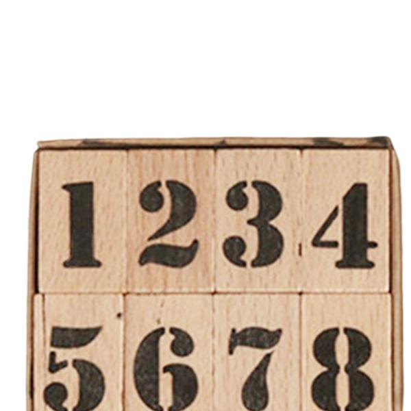 木製スタンプセット DIY スクラップブック プランナー ジャーナル 装飾 キッズ ペインティング 太字 数字