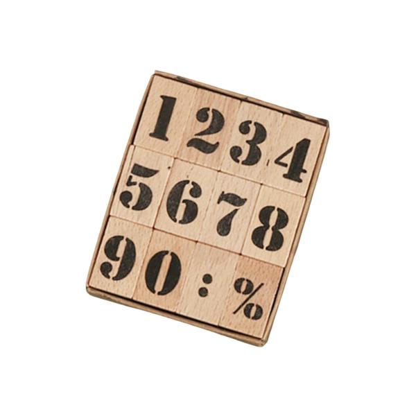 木製スタンプセット DIY スクラップブック プランナー ジャーナル 装飾 キッズ ペインティング 太字 数字