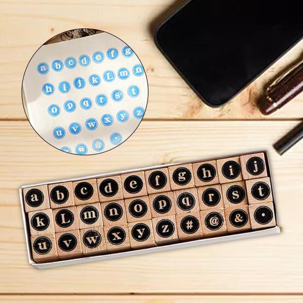 木製文字セット ゴム印セット スクラップブック 文房具 DIY アートクラフト D