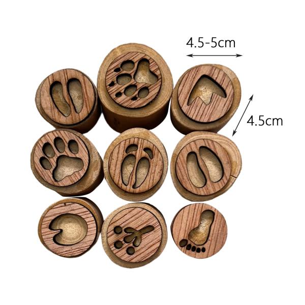 9 個アニマルトラックスタンプ DIY ジャーナルジャーナリングキッズガールズ木製スタンプセットスタイル C .5-5 センチメートル