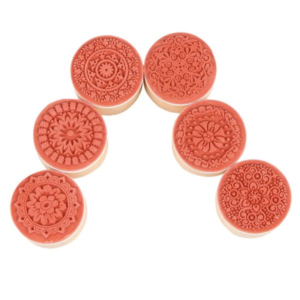 6x 木製スタンプ 木製 レトロ柄 スタンプ 花柄 フラワー柄 木製 ラバースタンプ 英字 レトロ 丈夫 ダイアリー用 装飾スタンプ