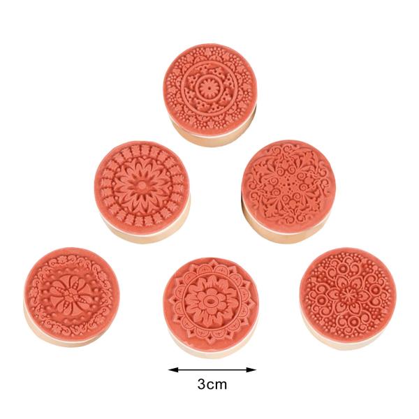 6x 木製スタンプ 木製 レトロ柄 スタンプ 花柄 フラワー柄 木製 ラバースタンプ 英字 レトロ 丈夫 ダイアリー用 装飾スタンプ
