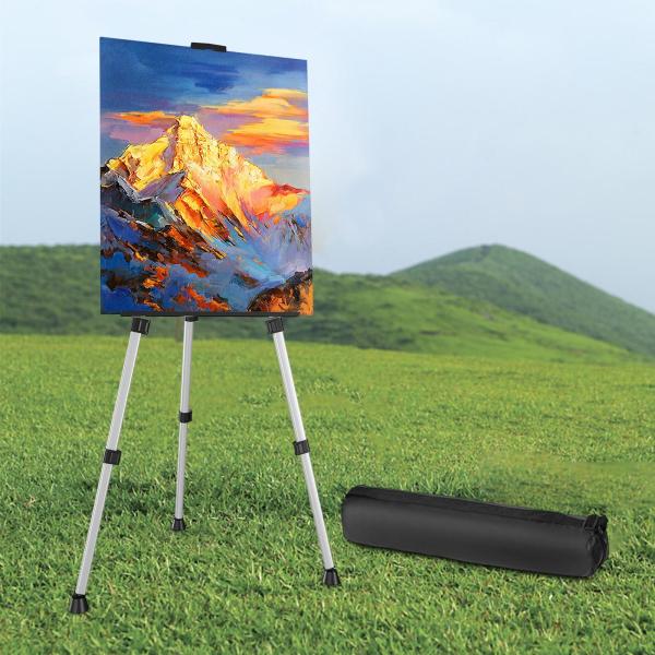 三脚イーゼルスタンド バッグ付き写真ディスプレイイーゼル 結婚式の写真用 木製ボードC シルバー合金