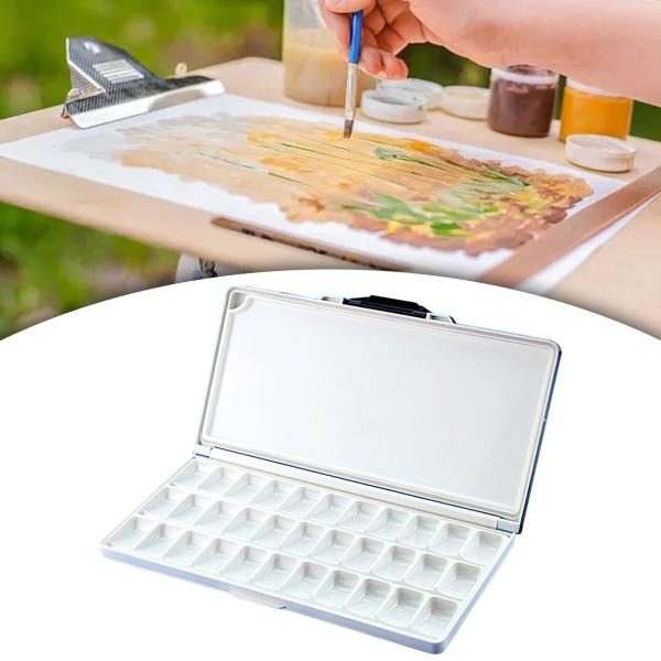 水彩パレット 空の折りたたみペイントトレイ 油絵用 ガッシュ アクリル ブルー 33ウェル